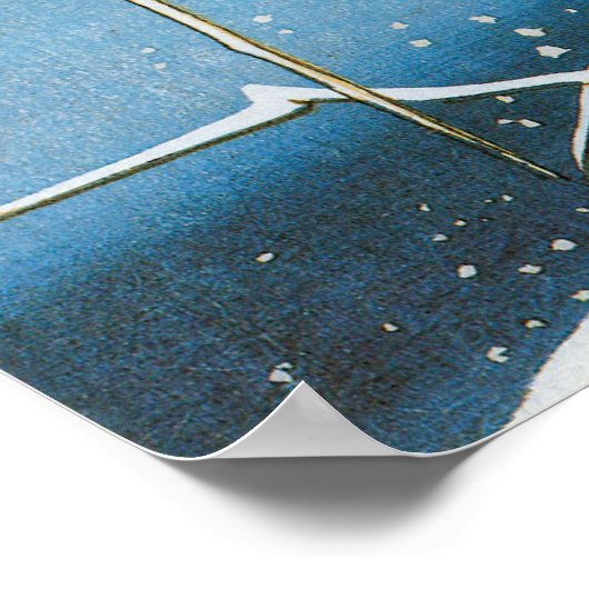 Wild Duck Swimming Snow Laden Reed von Hiroshige Poster (Ecke)