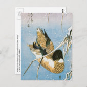 Wild Duck Swimming Snow Laden Reed von Hiroshige Postkarte (Vorne/Hinten)