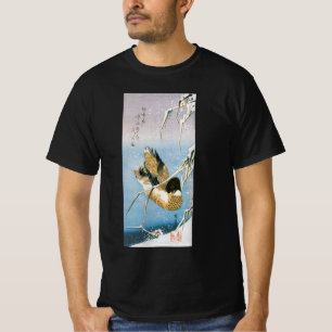 Wild Duck Swimming Snow Laden Reed von Hiroshige T-Shirt