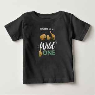 Wild ein 1. Geburtstag Tiere Black Gold T - Shirt