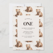 Wild ein Aquarellbär 1. Geburtstag modern Einladung (Rückseite)