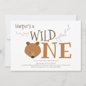 Wild ein Bärentier zum ersten Geburtstag Einladung (Vorderseite)