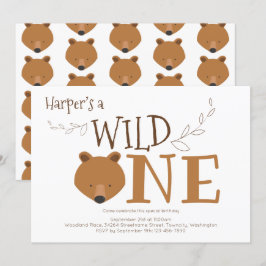 Wild ein Bärentier zum ersten Geburtstag Einladung