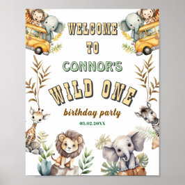 Wild ein Dschungel erste Geburtstagsfeier Begrüßun Poster