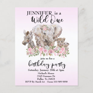 Wild ein Dschungel Wasserfarbe Elephant Blumenbudg Flyer