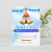 Wild ein erster Geburtstagsjunge Einladung (Stehend Vorderseite)