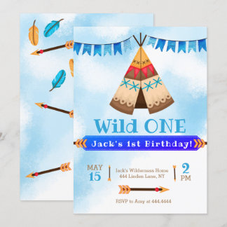 Wild ein erster Geburtstagsjunge Einladung