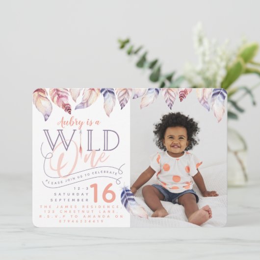 Wild ein Foto Einladung Geburtstag. (Stehend Vorderseite)