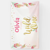 Wild ein Geburtstag Banner Feathers Gold boho Trib (Vertikal)