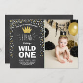 Wild Ein Geburtstag Einladung Junge rustikale Blac (Vorne/Hinten)