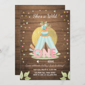 Wild Ein Geburtstag Einladung Teepee Boho Girl Woo (Vorne/Hinten)