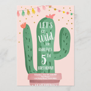 Wild ein Geburtstag Kaktus Fiesta Los geht's wild Einladung