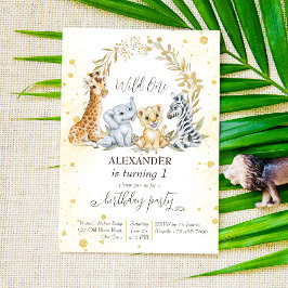 Wild ein goldenes Dschungelsafari Tiere Party einl Einladung