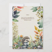 Wild ein Igel Baby Woodland Animals Einladung (Rückseite)