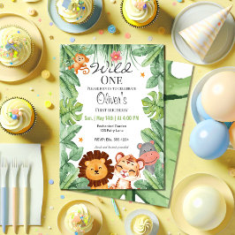 Wild ein Jungle Tiere Tropical Boy Geburtstag Einladung