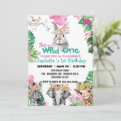 Wild ein Kaninchen Safari Dschungel 1. Tiere Gebur Einladung (Stehend Vorderseite)
