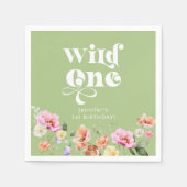 Wild ein Mädchen 1. Geburtstag Serviette (Vorderseite)