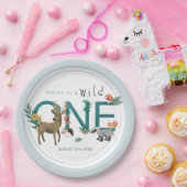 Wild ein Niedliches Blauwaldland Tiere 1. Geburtst Pappteller (Party)