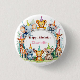 Wild ein Niedliches Jungtierkind zum Geburtstag Button