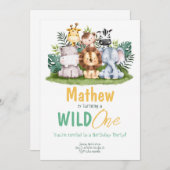 Wild ein Party Tiere Geburtstag Einladung (Vorne/Hinten)