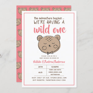 Wild ein rustikaler Bär Das Abenteuer beginnt gelb Einladung