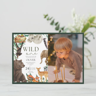 Wild ein Safari-Foto zum ersten Geburtstag Einladung