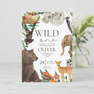 Wild ein Safari-Thema zum ersten Geburtstag Einladung