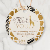Wild ein Safari Tiere giraffe Geburtstag Danke Geschenkanhänger (Vorderseite)