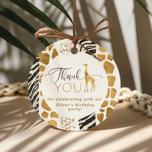 Wild ein Safari Tiere giraffe Geburtstag Danke Geschenkanhänger