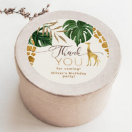 Wild ein Safari Tiere giraffe Geburtstag Danke Runder Aufkleber