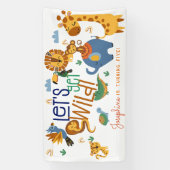 Wild-ein-Safari-Tiere Kindergeburtstag Party Banner (Vertikal)