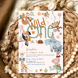 Wild-ein-Safari-Tiere Kindergeburtstag Party Einladung