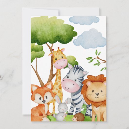 Wild ein Tier Erster Geburtstag Einladung (Rückseite)