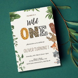 Wild Ein Tier Form Buchstaben 1 Geburtstag Einladung