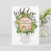 Wild ein Tier Wood Geburtstag Einladung (Stehend Vorderseite)