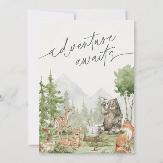 Wild ein Waldtier 1. Geburtstag Einladung (Rückseite)