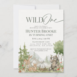 Wild ein Waldtier 1. Geburtstag Einladung