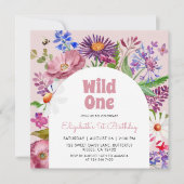 Wild eine Blume 1 Geburtstag Einladung (Vorderseite)