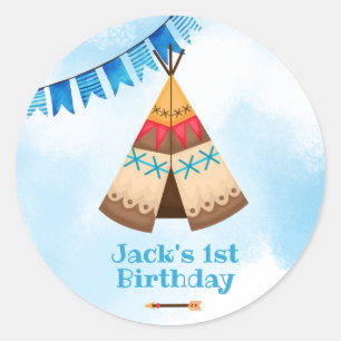 Wild eine Einladung zum ersten Geburtstag Runder Aufkleber