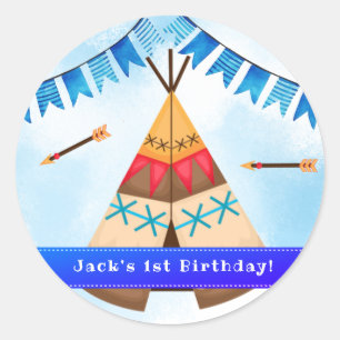 Wild eine Einladung zum ersten Geburtstag Runder Aufkleber