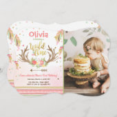 Wild Eine Geburtstagseinladung Erstes Geburtstagsm Einladung (Vorne/Hinten)