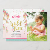 Wild Eine Geburtstagseinladung Erstes Geburtstagsm Einladung (Vorne/Hinten)