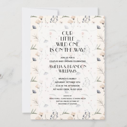 Wild eine neutrale Blütendusche Einladung (Vorderseite)