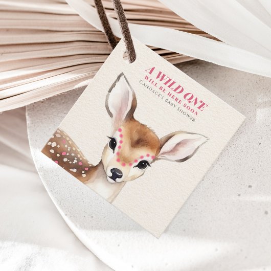 Wild eine rosa Gepunktete Hirschdusche Geschenkanhänger