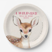 Wild eine rosa Gepunktete Hirschdusche Pappteller (Vorderseite)