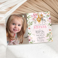 Wild eine Safari Geburtstagseinladung mit Foto