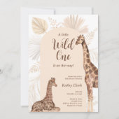 Wild eine Safari Giraffe Gender Neutral Baby Dusch Einladung (Vorderseite)