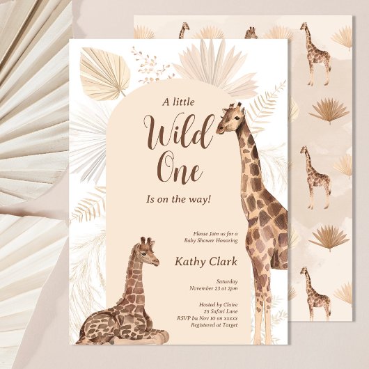 Wild eine Safari Giraffe Gender Neutral Baby Dusch Einladung