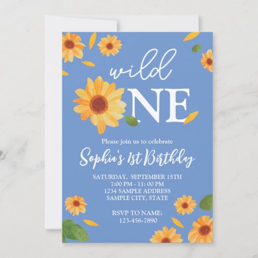 Wild eine Sonnenblume - Einladung zur Geburtstagsp (Vorderseite)