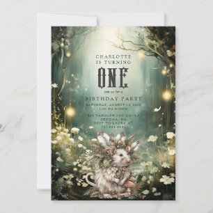 Wild eine verzauberte Waldmäuse 1. Geburtstag Einladung
